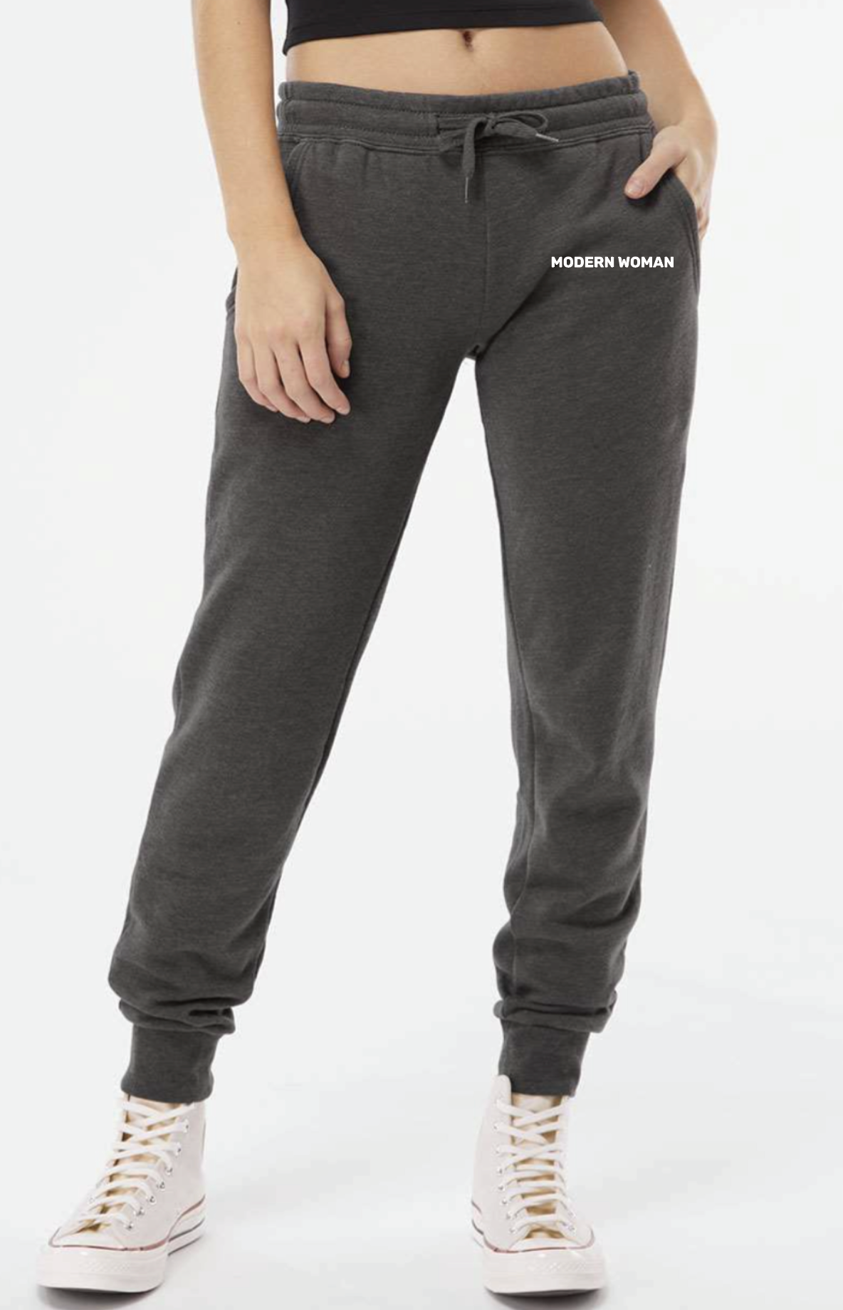 Modern Woman Block Embroidered Joggers