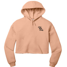 Load image into Gallery viewer, Cropped Hoodie Peach | Chic Shit Only | Left Chest Black
