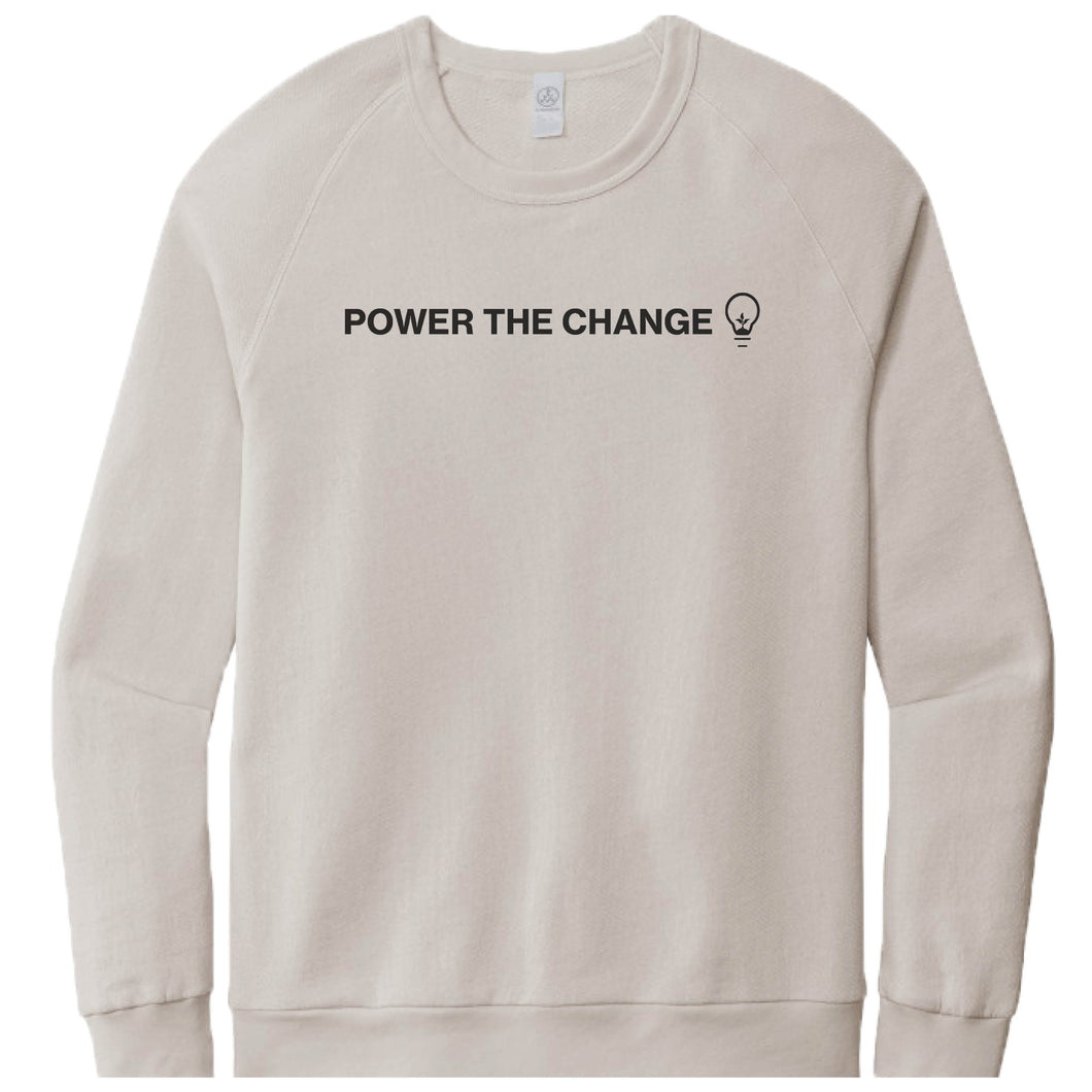 HUMANITY AND HOPE | LIGHT GRAY FRENCH TERRY SWEATSHIRT | POWER THE CHANGE BULB