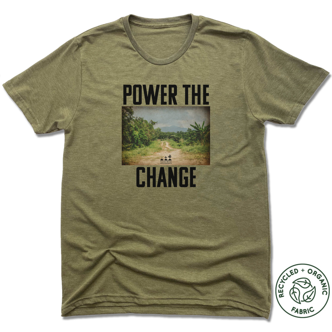 HUMANITY AND HOPE | UNISEX OLIVE Recycled Tri-Blend | POWER THE CHANGE PHOTO