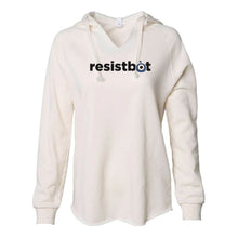 Load image into Gallery viewer, Resistbot Logo Black | Ladies' WAVE WASH HOODED PULLOVER