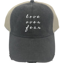 Load image into Gallery viewer, BLOOM FOUNDATION | EMBROIDERED MESH HAT | LOVE OVER FEAR
