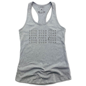 LADIES GRAY TANK | LOVE OVER FEAR