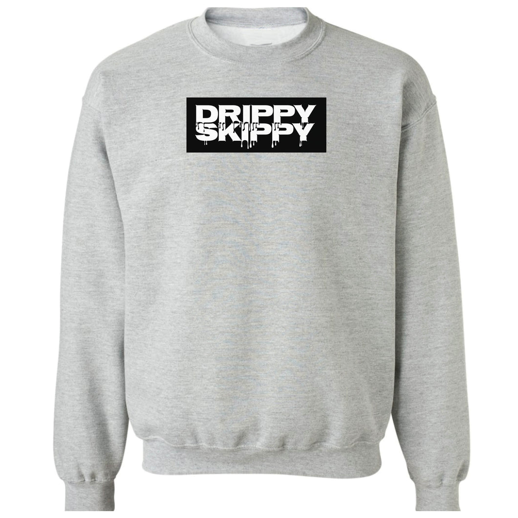 Drippy Skippy White/Black Logo | Basic Crew Neck SWEATSHIRT