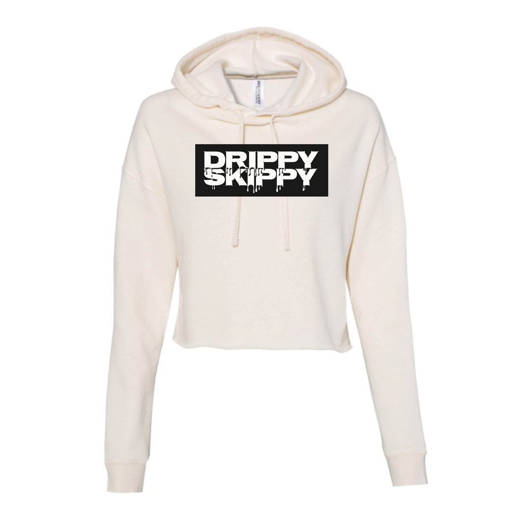 Drippy Skippy White/Black Logo | Cropped Hoodie