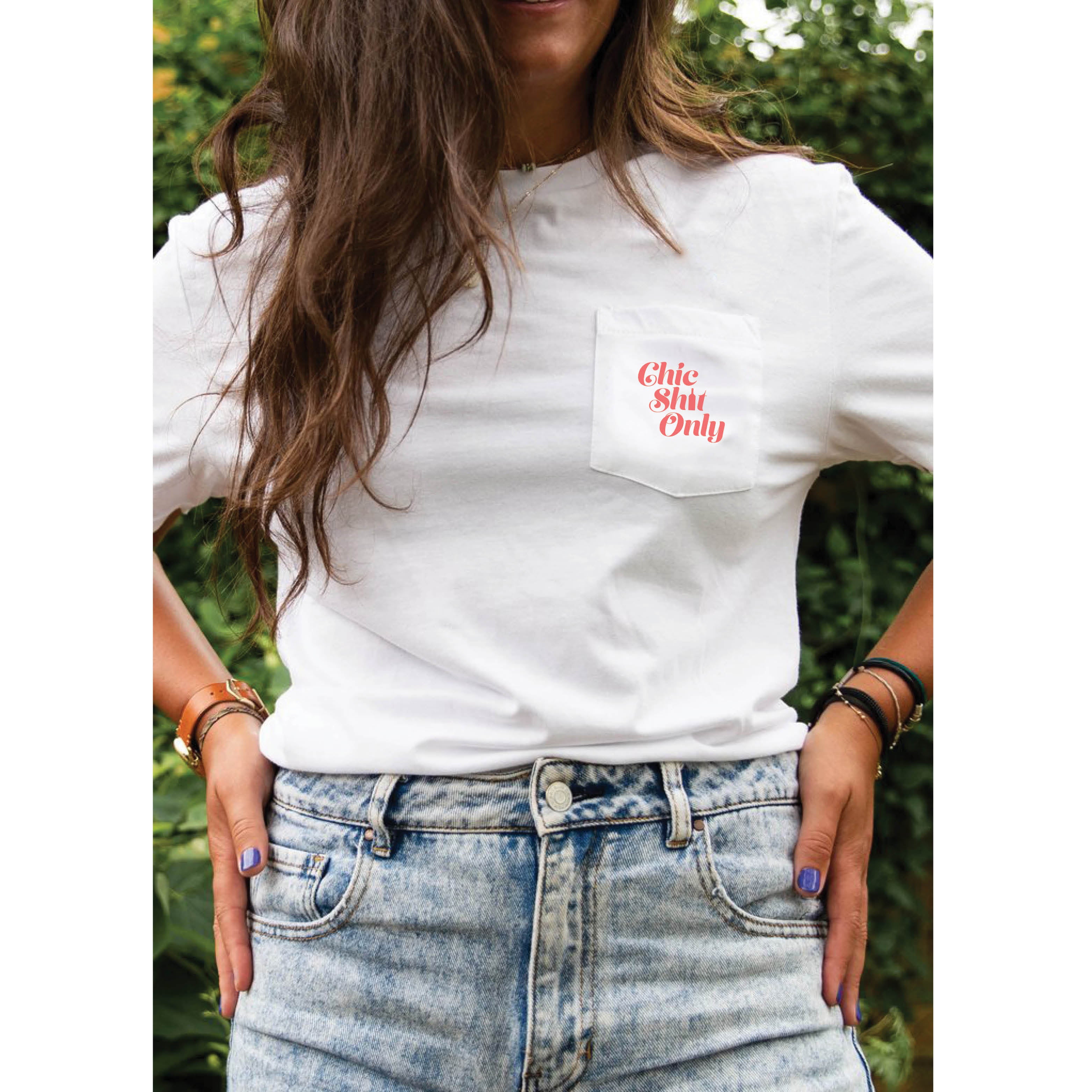 Pocket Tee White | Chic Shit Only – My Fan Threads