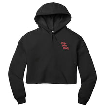 Load image into Gallery viewer, Cropped Hoodie Black | Chic Shit Only | Left Chest Pink
