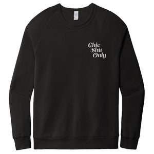 FRENCH TERRY SWEATSHIRT BLACK | Chic Shit Only | Left Chest White