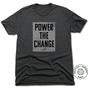 HUMANITY AND HOPE | UNISEX Heather Black Recycled Tri-Blend | POWER THE CHANGE BLOCK