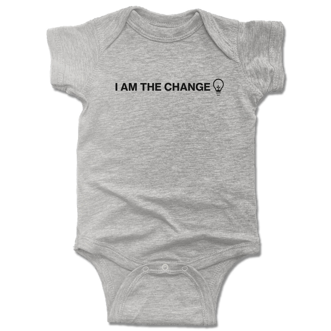 HUMANITY AND HOPE | GRAY ONESIE | I AM THE CHANGE BULB