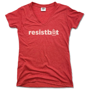Resistbot Logo White | LADIES V-NECK Tee