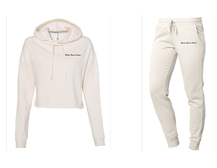 Modern Woman Energy Embroidered Cropped Hoodie and Jogger Set