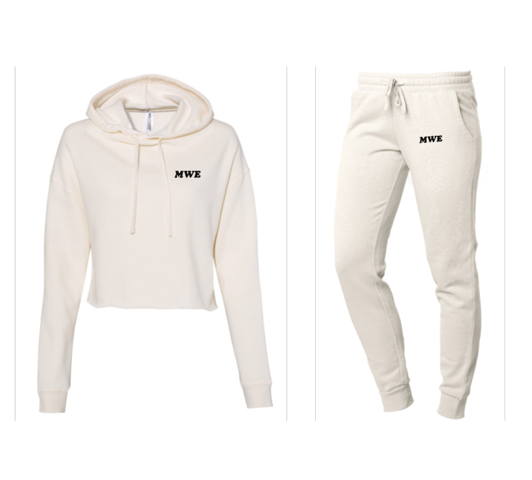 MWE Embroidered Cropped Hoodie and Jogger Set