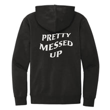 Load image into Gallery viewer, Fleece Hoodie - Black | Pretty Messed Up back print
