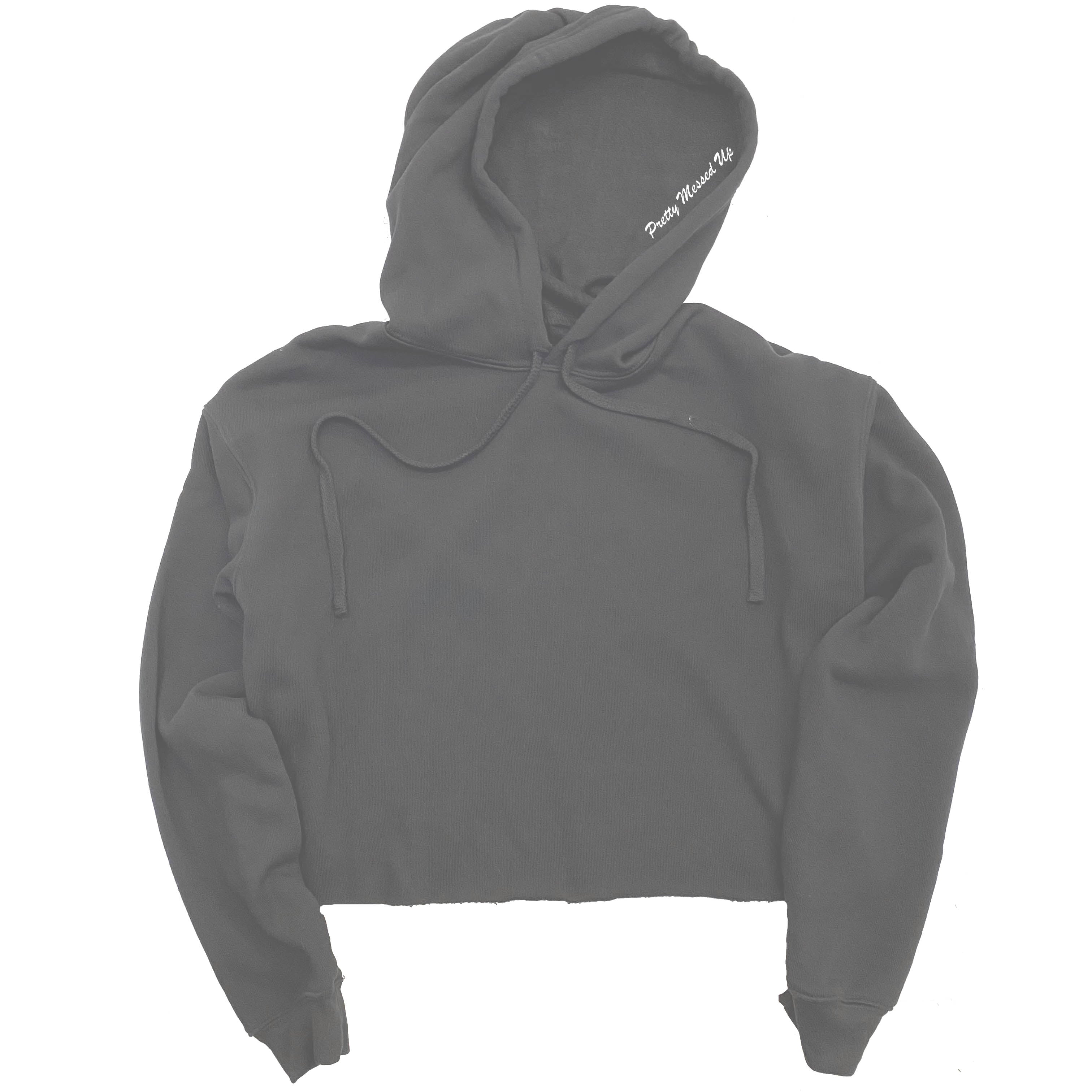 Cropped Hoodie Storm Grey | Pretty Messed Up - Inside Hood – My Fan Threads